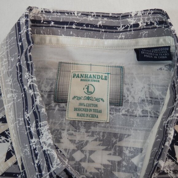 Panhandle Rough Stock Western Pearl Snap Southwestern Western Aztec Shirt Large - Picture 6 of 11